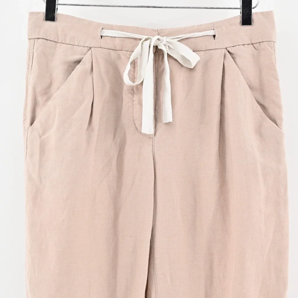Aritzia Wilfred Allant Cropped Pants Womens Size 2 Pink Linen Boho Chic
